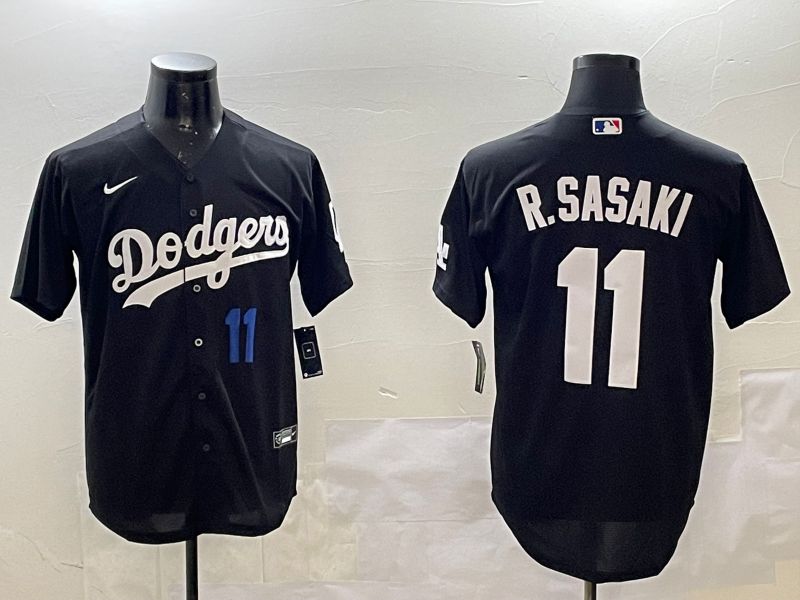 Men Los Angeles Dodgers #11 R.Sasaki Black Game 2025 Nike MLB Jersey style 3